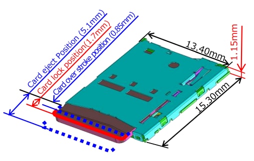 Mechanical Drawing - Hirose Electric DM3NW MicroSD™ Card Connector